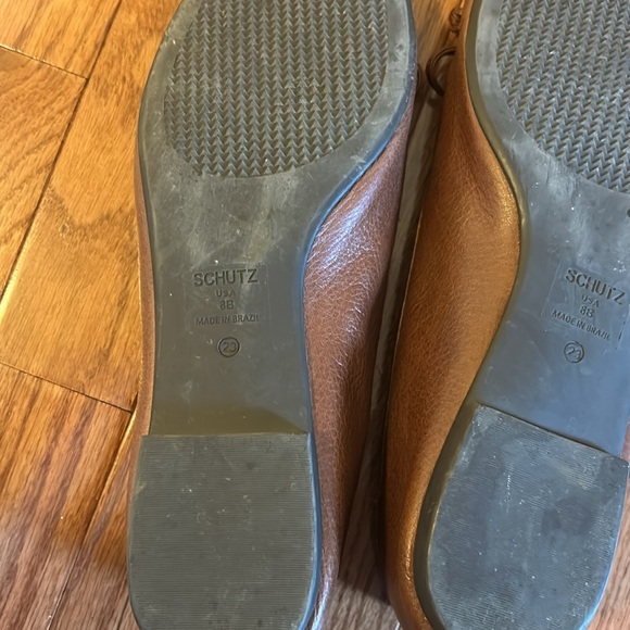 Schutz Brown Leather Arissa Flats 8 - Picture 3 of 10